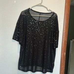 Black Sheer Top with Silver Accents